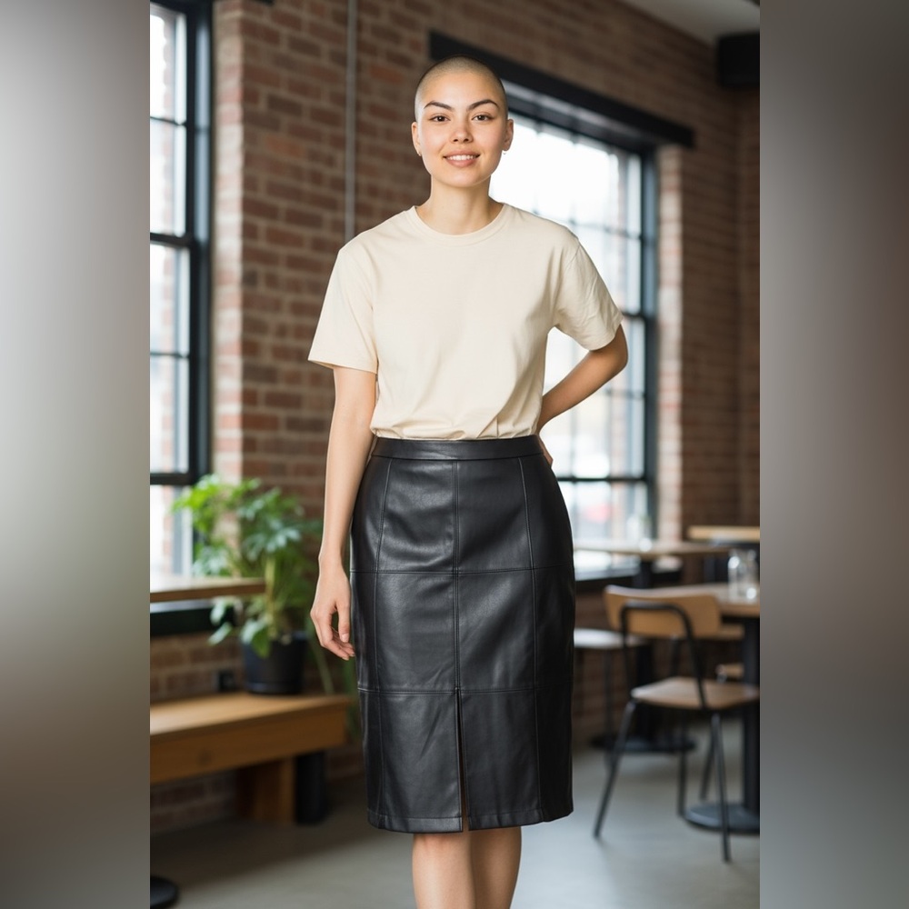 Leather pencil skirt